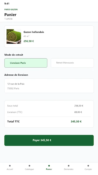 Paris Gazon mobile cart and delivery flow