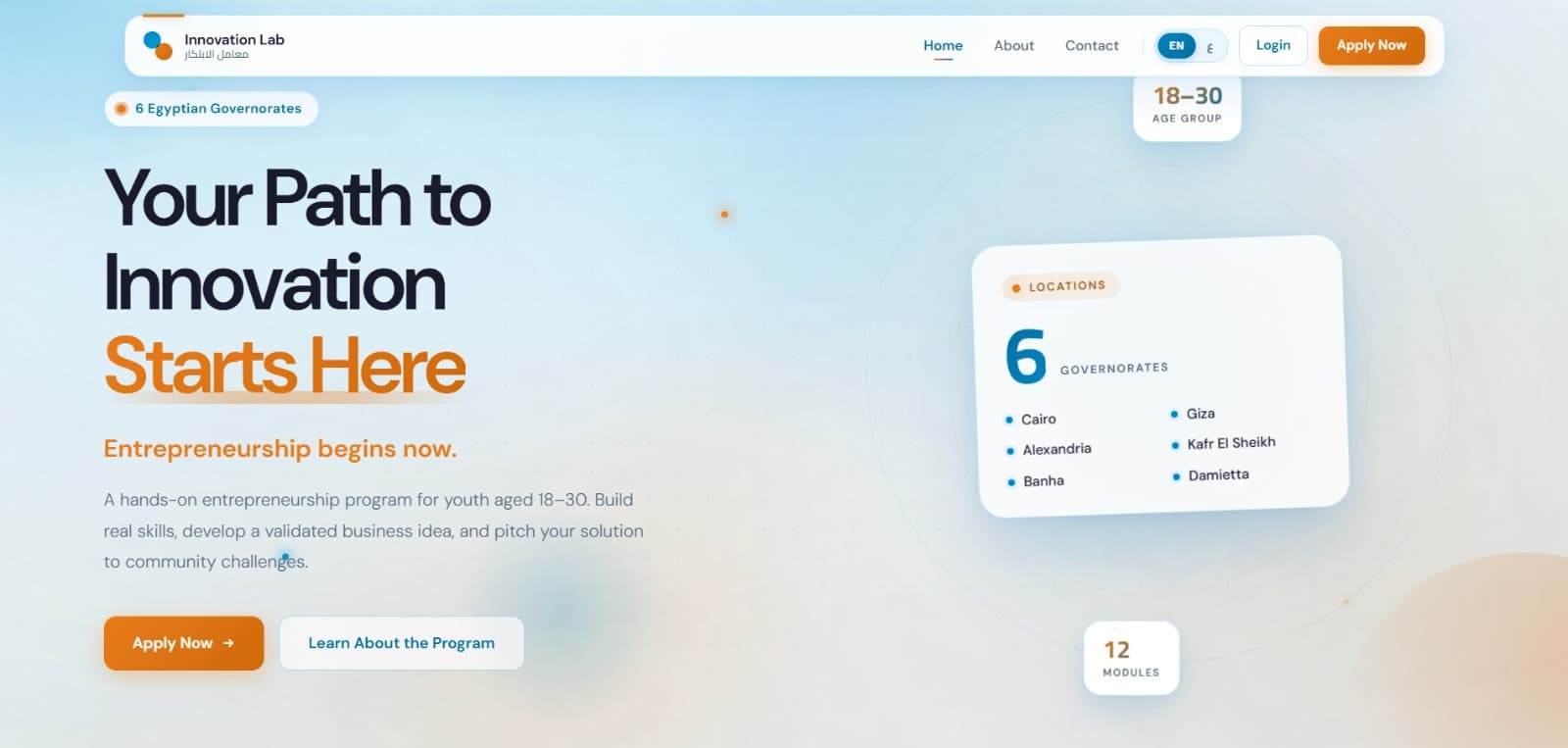 Career180 Innovation Lab LMS landing page