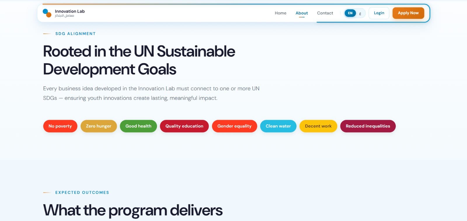 Career180 Innovation Lab sustainable development goals section